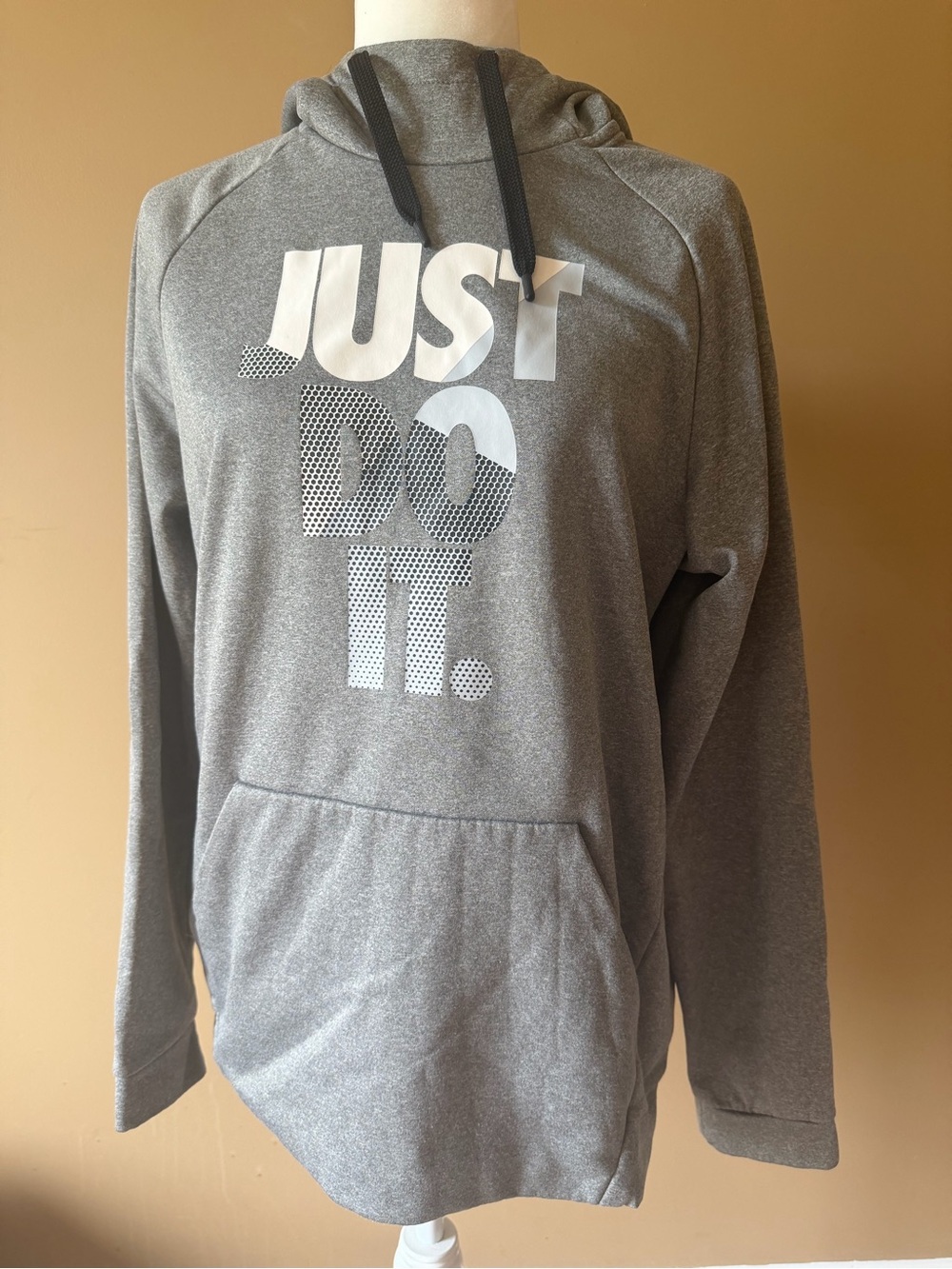 Nike Gray Hoodie with White "JUST DO IT." Graphic